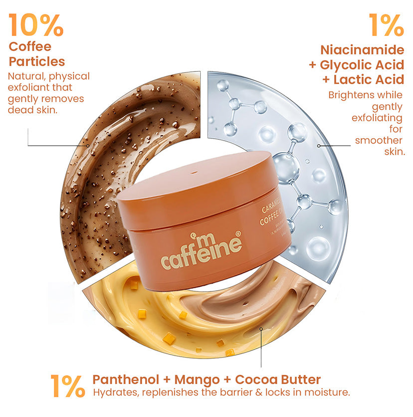 Caramel Eclairs Coffee Body Scrub - 175 g | 10% Coffee & AHAs